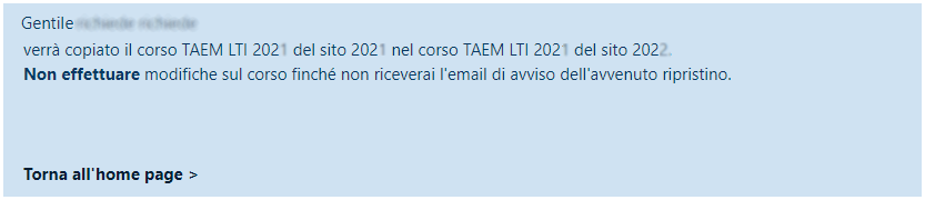 verrà copiato il corso