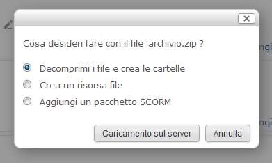 Caricamento file compresso